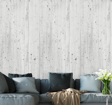 Papier peint bois effet lambris blanc tacheté - TenStickers