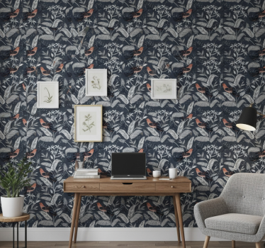 Papier peint bureau avec de petits oiseaux - TenStickers