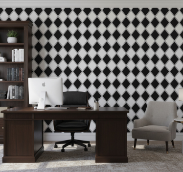 Papier peint bureau diamants noirs et blancs - TenStickers