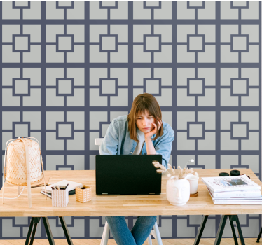 Papier peint bureau disposition de motifs carrés - TenStickers