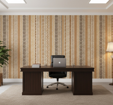 Papier peint bureau effet puzzle sur fond marron - TenStickers