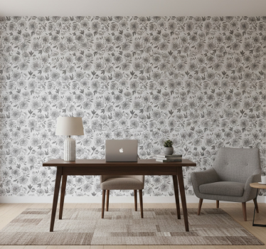 Papier peint bureau fleur grise - TenStickers