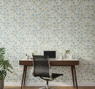 Papier peint bureau fleur sur fond blanc - TenStickers