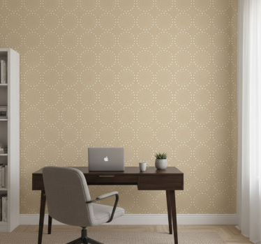 Papier peint bureau fond beige clair à cercles blancs - TenStickers
