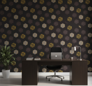 Papier peint bureau hexagones dorés nordiques - TenStickers