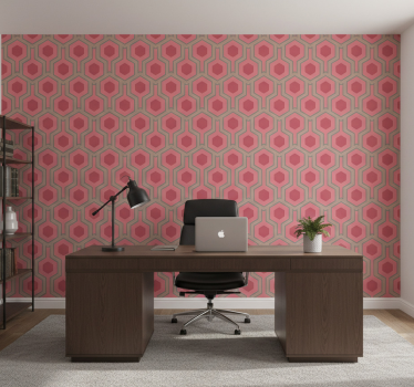 Papier peint bureau hexagones roses des années 70 - TenStickers