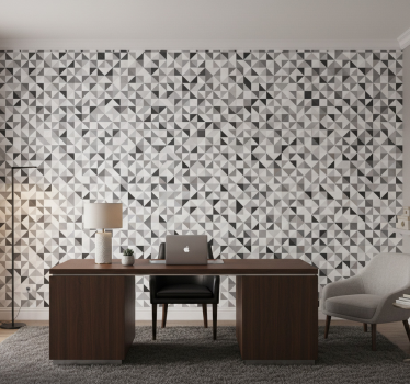 Papier peint bureau mosaïque de triangles gris - TenStickers