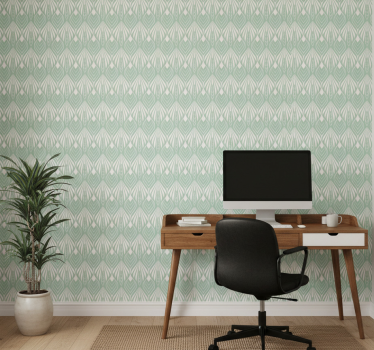 Papier peint bureau motif feuilles vert pastel - TenStickers