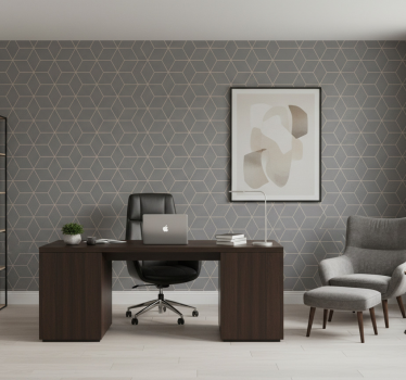 Papier peint bureau motif hexagonal gris géométrique - TenStickers