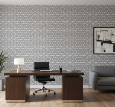 Papier peint bureau motif hexagones gris et blanc - TenStickers