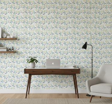 Papier peint bureau motif plantes couleurs pastel - TenStickers