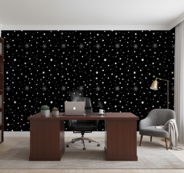 Papier peint bureau motifs étoiles noir et blanc - TenStickers