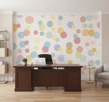 Papier peint bureau pois colorés en chevrons - TenStickers