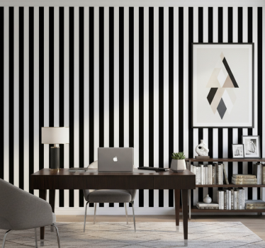 Papier peint bureau rayures noires verticales - TenStickers