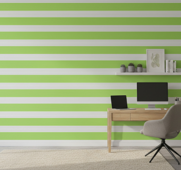 Papier peint bureau rayures vertes et grises - TenStickers
