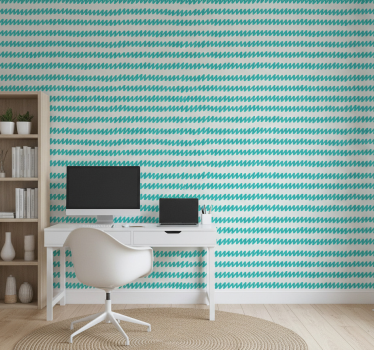 Papier peint bureau zigzag aquamarine et blanc - TenStickers
