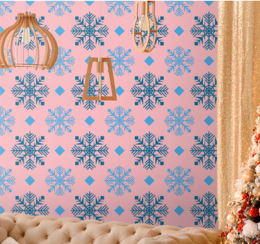 Papier peint Noël motif de flocon de neige géométrique - TenStickers