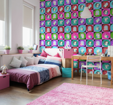 Papier peint mural cercles et statues vaporwave - TenStickers