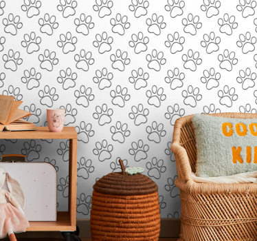 Papier peint chats motif d'empreinte de patte - TenStickers