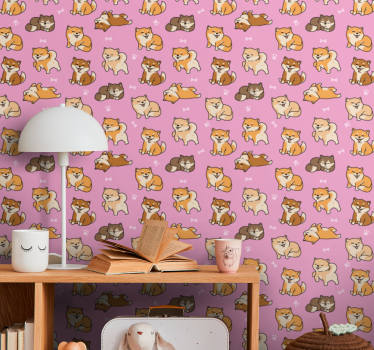 Papier peint chats shiba inus ludique - TenStickers