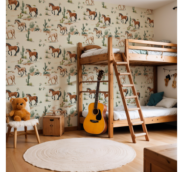 Papier peint chevaux motif beige - TenStickers