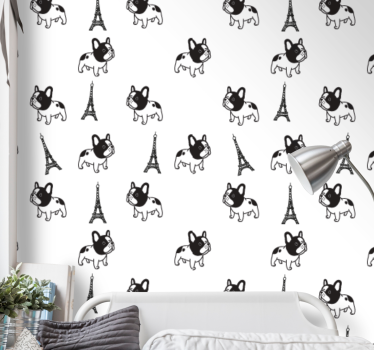 Papier peint chiens parisien à la mode - TenStickers