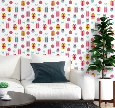 Papier peint Noël modèle de cadeau de fête - TenStickers