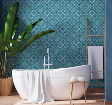 Papier peint salle de bain deco bleu - TenStickers