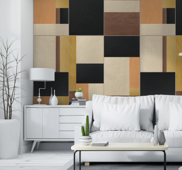 Papier peint graphique Mosaïque effet cuir - TenStickers