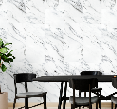 Papier peint effet marbre blanc veiné - TenStickers