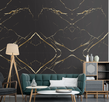 Papier peint effet marbre design élégant noir et doré - TenStickers