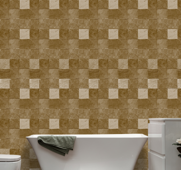 Papier peint salle de bain motif carré texturé - TenStickers