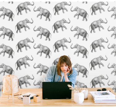 Papier peint éléphants répétition d'éléphant - TenStickers