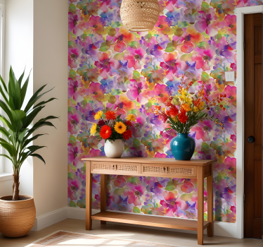 Papier peint entrée conception de fleurs multicolores - TenStickers