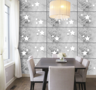 Papier peint étoiles blanches imitation mur beton - TenStickers