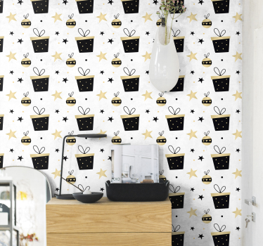 Papier peint Noël pots de fleurs décoratifs - TenStickers