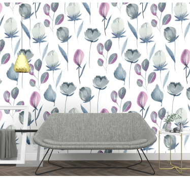 Papier peint floral fleurs aquarelles - TenStickers