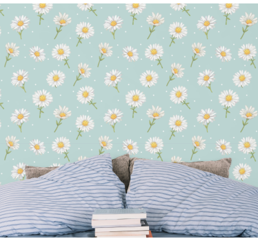 Papier peint floral motif de champ de marguerites - TenStickers