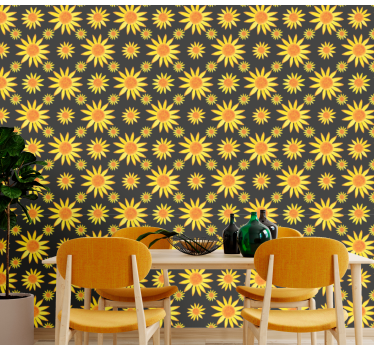 Papier peint floral motif de tournesol - TenStickers