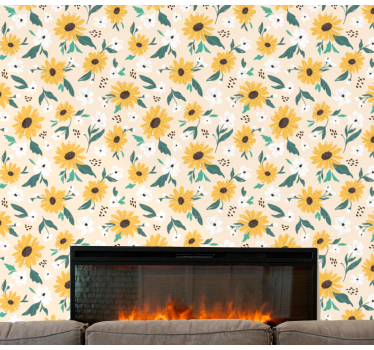 Papier peint floral motif tournesol - TenStickers