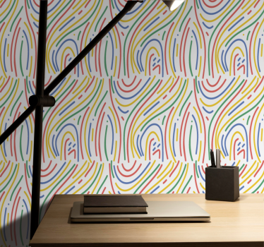Papier peint bureau lignes courbes colorées - TenStickers