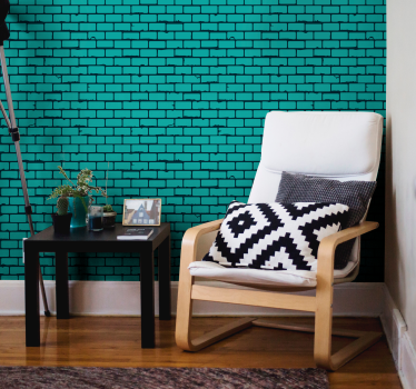 Papier peint briques illusion de brique turquoise - TenStickers