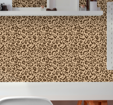 Papier peint léopards motif félin beige - TenStickers