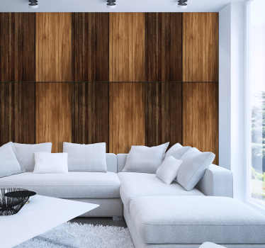 Papier peint marron lambris contemporain en bois - TenStickers