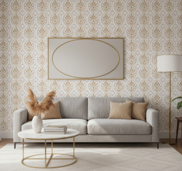 Papier peint motif art moderne blanc et doré - TenStickers