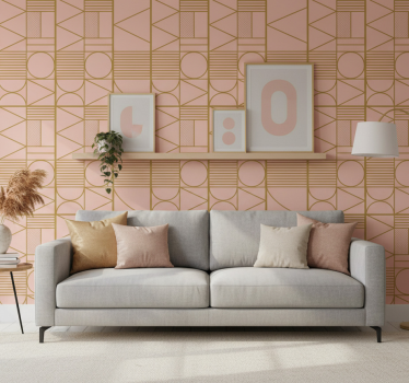 Papier peint motif blocs or et rose - TenStickers