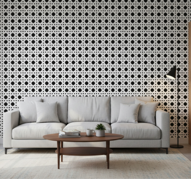 Papier peint motif cannage noir et blanc - TenStickers