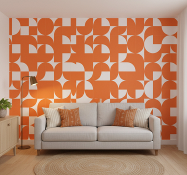 Papier peint motif cercle orange géométrique - TenStickers