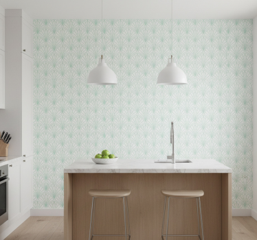 Papier peint motif design de feuilles géométriques vertes - TenStickers