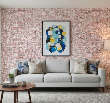 Papier peint motif effet bande dessinée ville moderne - TenStickers